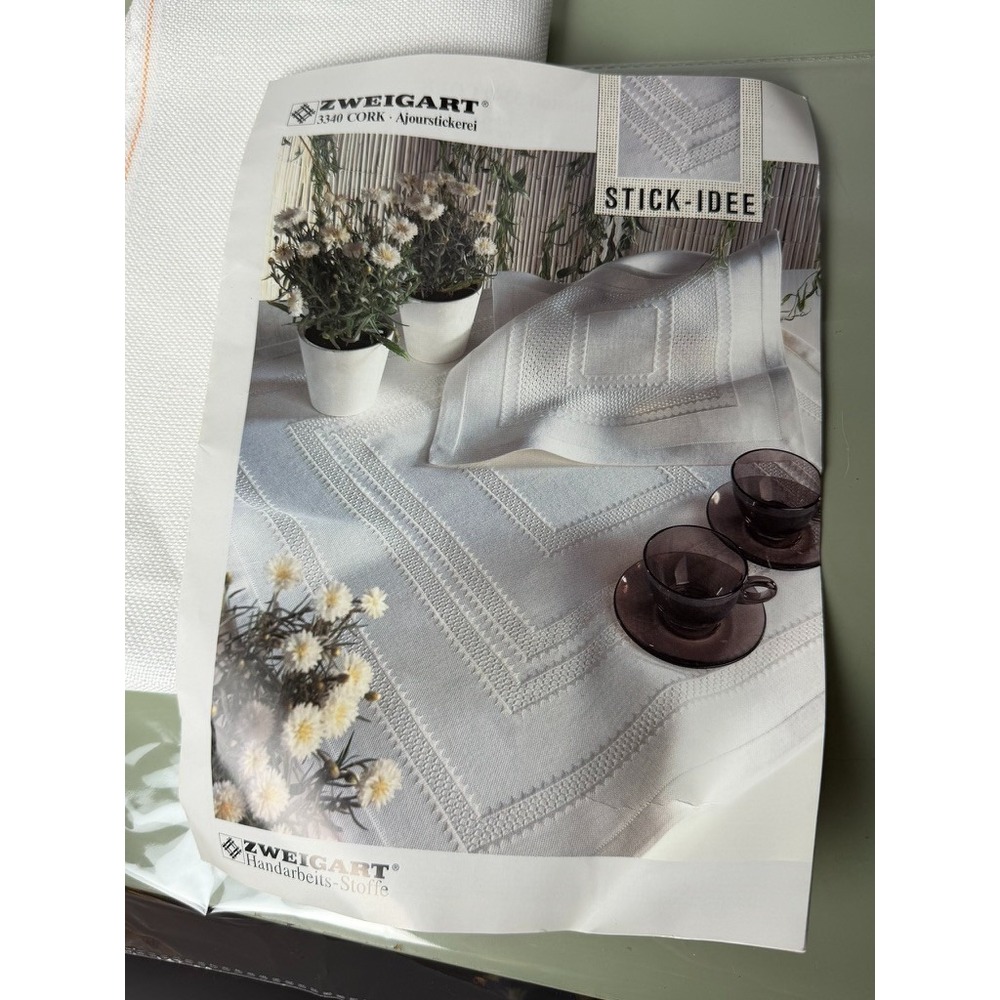 Zweigart 3340 Cork Ajourstickerel Evenweave Embroidery Fabric White 42 x 42"